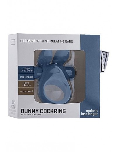 Синее эрекционное виброкольцо Bunny Silicone Cockring With Stimulating Ears