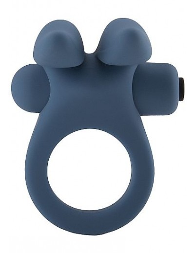 Синее эрекционное виброкольцо Bunny Silicone Cockring With Stimulating Ears