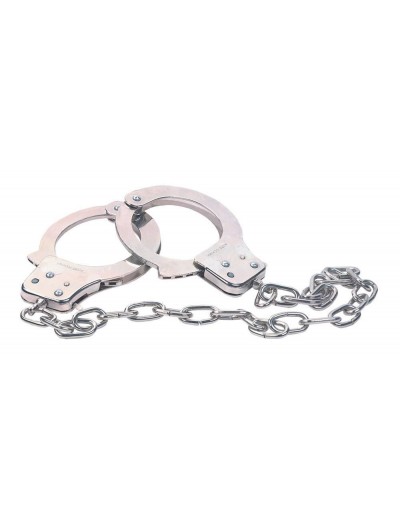 Наручники из металла с длинной цепочкой CHROME HANDCUFFS METAL HANDCUFFS W. KEY