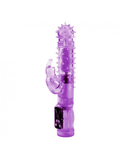 Фиолетовый хай-тек вибратор Happy Bunny - 22,5 см.