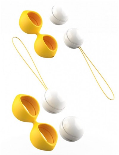 Бело-желтые вагинальные шарики Bfit Classic