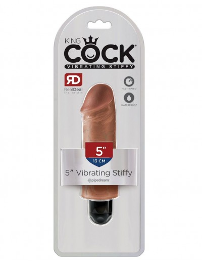 Кофейный вибратор-реалистик 5  Vibrating Stiffy - 16,5 см.