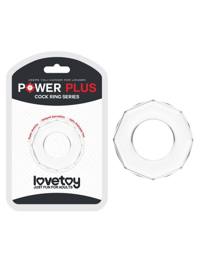 Прозрачное эрекционное кольцо с гранями POWER PLUS Cockring