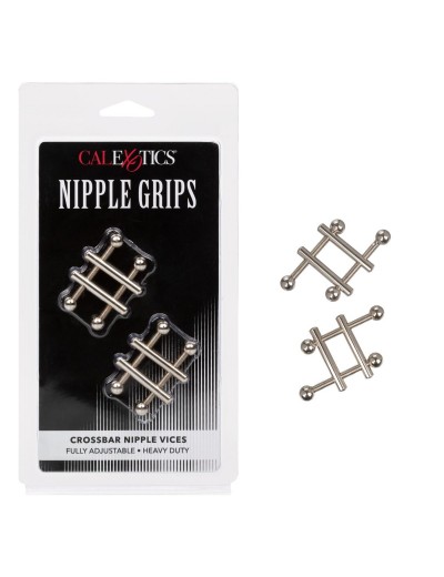 Серебристые металлические зажимы для сосков Crossbar Nipple Vices