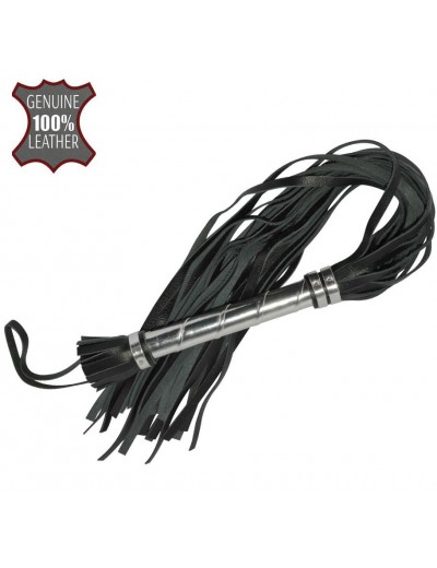 Черная плеть с серебристой ручкой - 63 см.