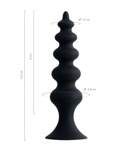 Черная анальная ёлочка Indi - 11,5 см.