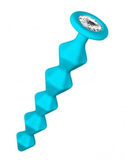 Бирюзовая анальная цепочка с кристаллом Chummy - 16 см.