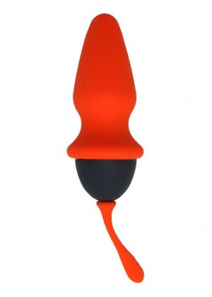 Оранжево-черная анальная пробка - 8 см.