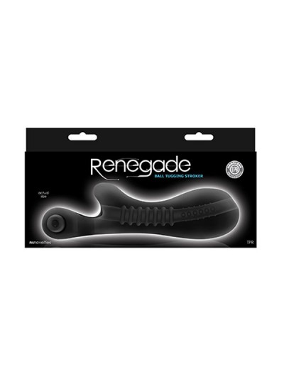 Черный мастурбатор с вибростимулятором мошонки Renegade Ball Tugging Stroker