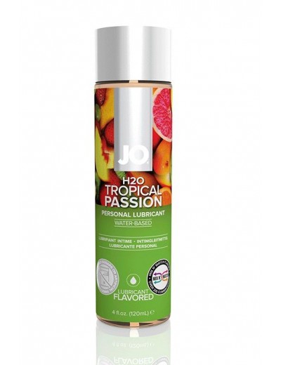 Лубрикант на водной основе с ароматом тропических фруктов JO Flavored Tropical Passion - 120 мл.
