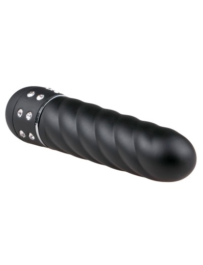 Черный мини-вибратор Diamond Twisted Vibrator - 11,4 см.