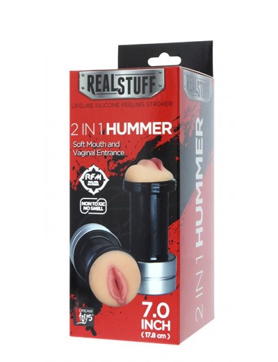 Двусторонний мастурбатор REALSTUFF 2 IN 1 HUMMER MOUTH   VAGINA - ротик и вагина