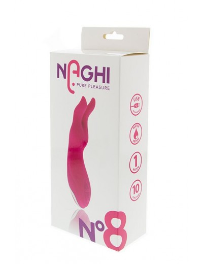 Розовый клиторальный вибратор с ушками NAGHI NO.8 - 16 см.