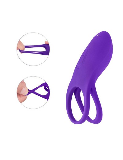 Фиолетовое эрекционное виброкольцо на пенис с пультом