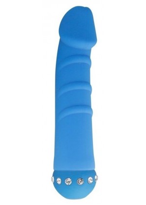 Голубой вибратор SPARKLE SUCCUBI VIBRATING DONG - 14,5 см.