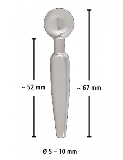 Серебристый уретральный плаг Penisplug Come Thru - 6,7 см.