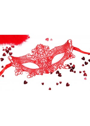 Красная ажурная текстильная маска  Марлен 