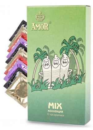 Микс-набор презервативов AMOR Mix  Яркая линия  - 10 шт.