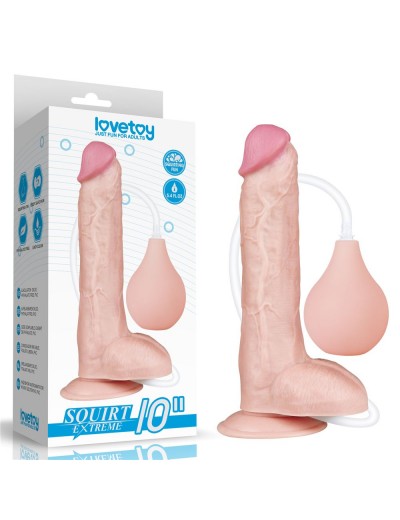 Реалистичный фаллоимитатор с имитацией эякуляции 10 Squirt Extreme Dildo - 25,4 см.