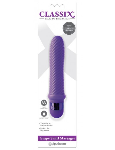 Фиолетовый ребристый вибромассажер Grape Swirl Vibe - 15,8 см.