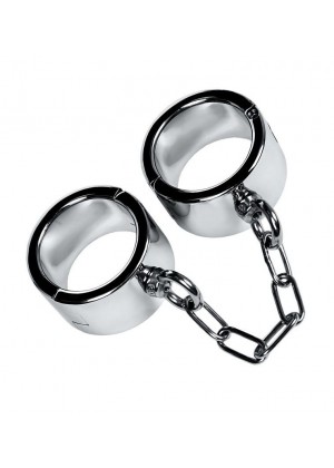 Серебристые широкие наручники Metal