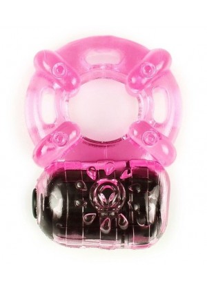 Розовое эрекционное кольцо c вибропулей