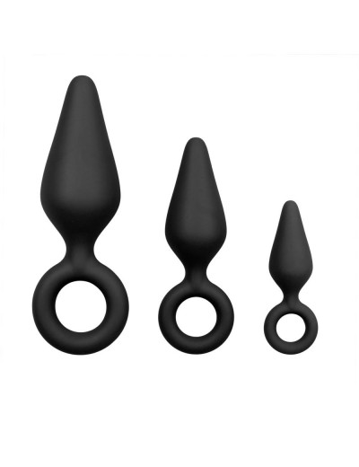 Набор из 3 черных анальных пробок Pointy Plug Set