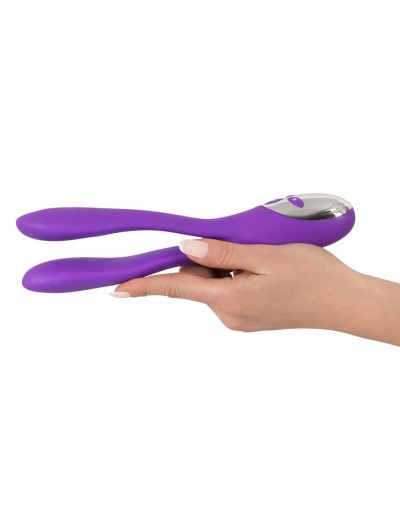 Фиолетовый сдвоенный вибратор Bendable Double Vibrator - 24,3 см.