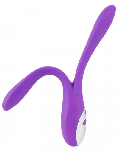 Фиолетовый сдвоенный вибратор Bendable Double Vibrator - 24,3 см.