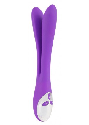 Фиолетовый сдвоенный вибратор Bendable Double Vibrator - 24,3 см.