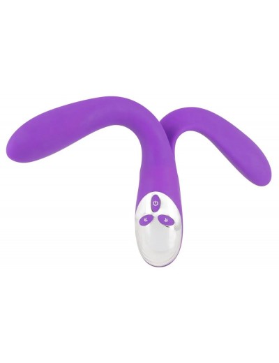 Фиолетовый сдвоенный вибратор Bendable Double Vibrator - 24,3 см.