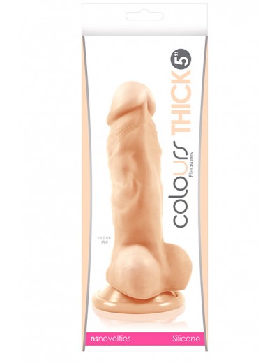 Телесный фаллоимитатор Colours Pleasures Thick 5  Dildo - 18,3 см.