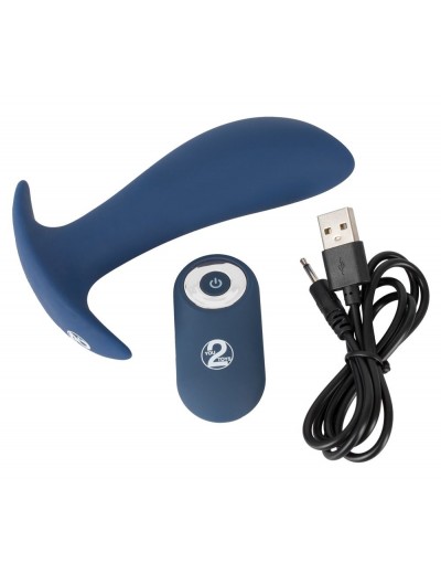 Синяя анальная втулка с вибрацией Vibrating Butt Plug - 12 см.