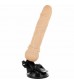 Телесный вибромассажер на мощной присоске Basecock Realistic Vibrator Remote Control - 19,5 см.