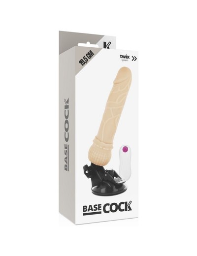 Телесный вибромассажер на мощной присоске Basecock Realistic Vibrator Remote Control - 19,5 см.