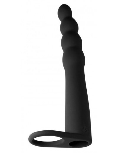 Черная вибронасадка для двойного проникновения Bramble - 16,5 см.