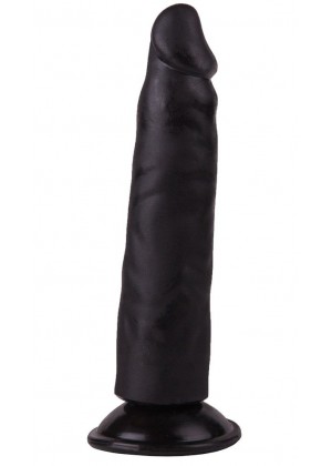 Рельефный чёрный фаллоимитатор на присоске - 16,5 см.