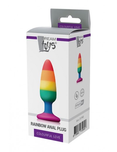 Разноцветная анальная втулка RAINBOW ANAL PLUG MEDIUM - 14 см.