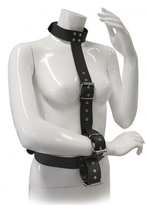 Чёрный комплект для фиксация рук RESTRAINT BODY HARNESS WITH COLLAR