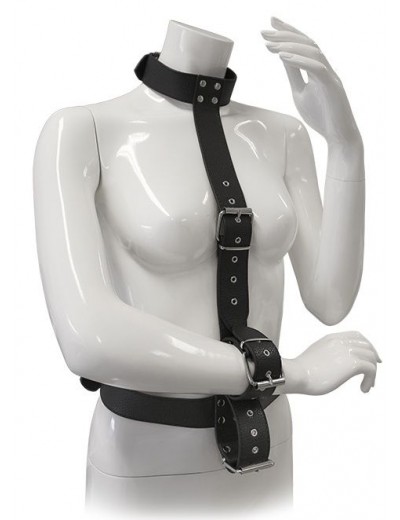 Чёрный комплект для фиксация рук RESTRAINT BODY HARNESS WITH COLLAR