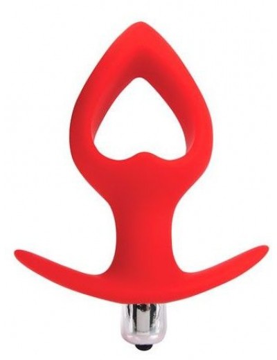 Красная вибровтулка-сердечко с ограничителем - 10,5 см.
