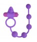 Фиолетовое эрекционное виброкольцо с анальной цепочкой Triple Pleasure