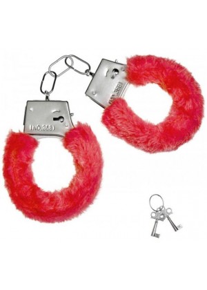 Красные плюшевые наручники с ключиками