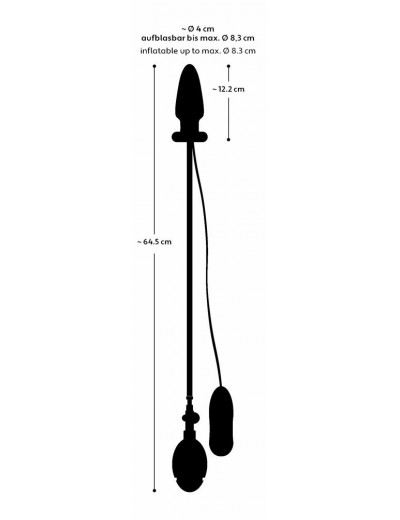Черная надувная анальная пробка Inflatable Vibrating Butt Plug - 12,2 см.