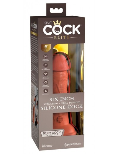 Фаллоимитатор цвета карамели 6  Vibrating Silicone Dual Density Cock - 17,8 см.