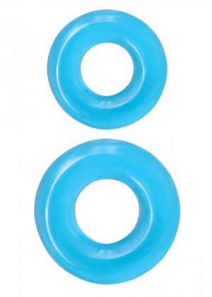 Набор из двух эрекционных колец голубого цвета Double Stack