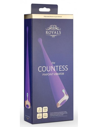 Фиолетовый клиторальный вибратор The Countess Pinpoint Vibrator - 19 см.