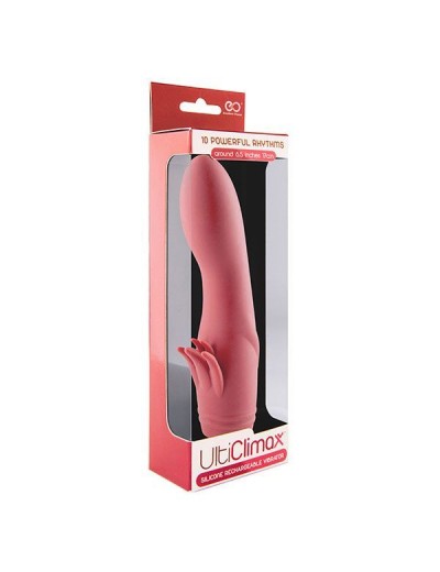 Розовый вибратор с усиками ULTI CLIMAX RECHARGEABLE VIBRATOR - 17 см.