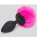 Черная анальная пробка с розовым хвостом Medium Bunny Tail Butt Plug