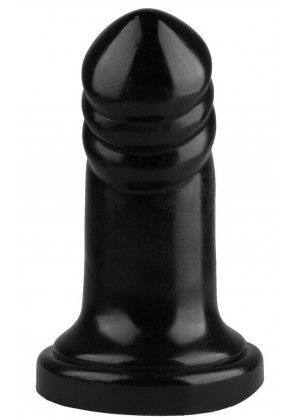 Черная реалистичная анальная втулка с широким основанием - 18,5 см.